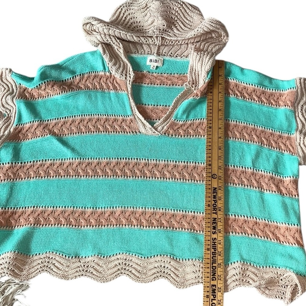 BiBi Green and Tan Striped Crochet Knit Top Size Medium - Picture 6 of 10
